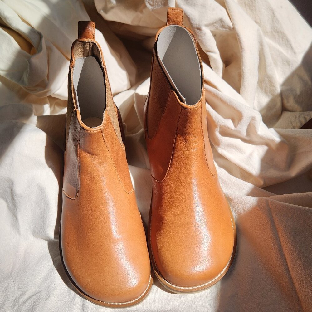 Tan Leather Ankle Boots lang s barefoot zero drop size 40